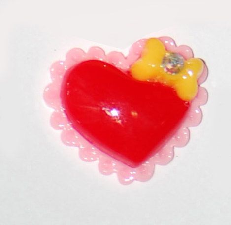 Серединка "Сердце с рюшами". 2 см. Красное