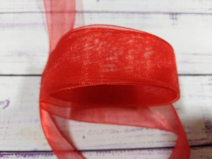 Стрічка органза 25 мм Червона 1 м