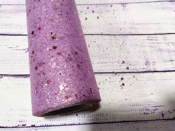 Фатин. Бузковий з глітером. Ширина 15 см