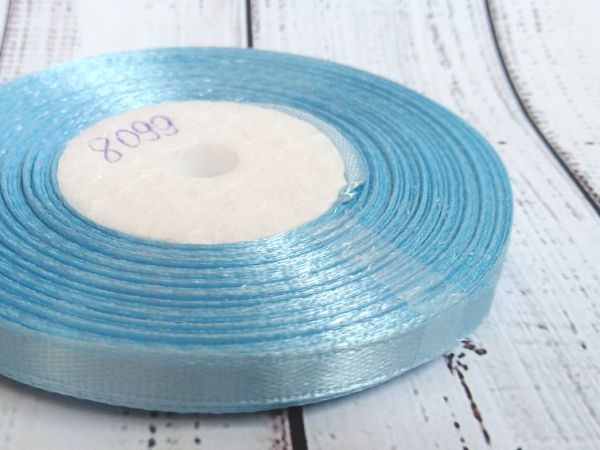 Стрічка атласна 6 мм. Моток 32,7м. №8099 Світло-блакитний