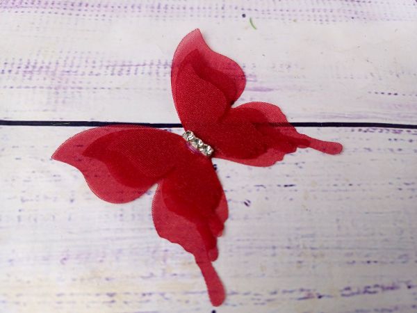 Метелик шифоновий 50 мм Бордовий 1 шт
