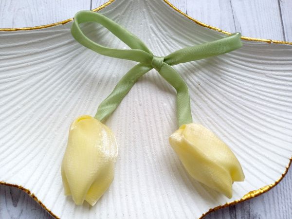 Тюльпани з органзи 4х3.5 см Жовті 1 шт