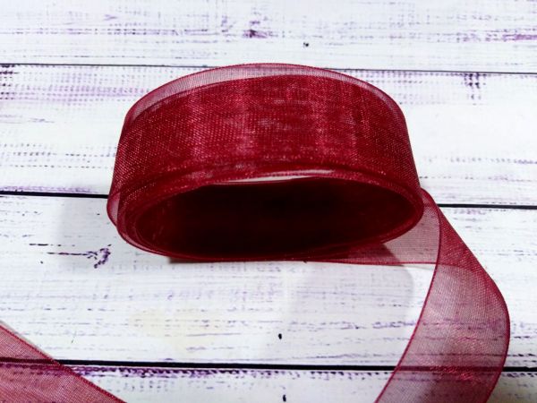 Стрічка органза 25 мм Бордова 1 м