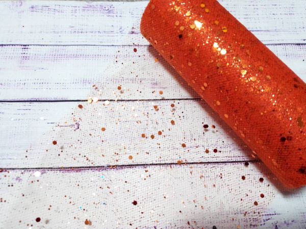 Фатин. Помаранчовий з глітером. Ширина 15 см