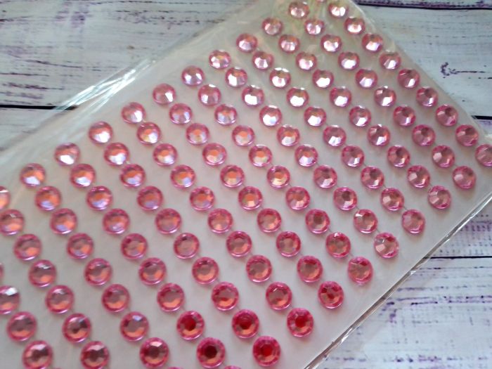 Стрази 8 мм на клею. 220 шт. Рожевий