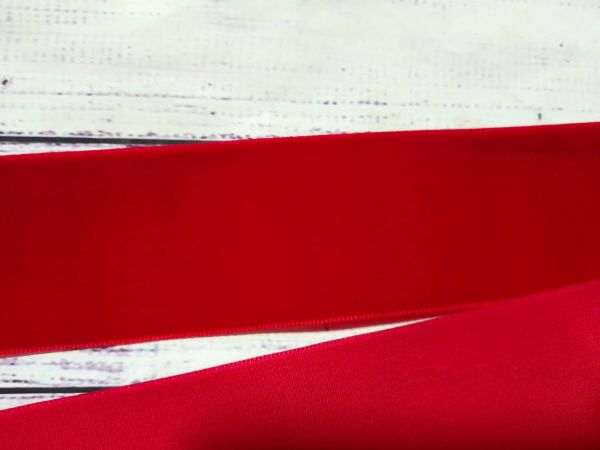 Стрічка 40 мм оксамитова Червона 1 м