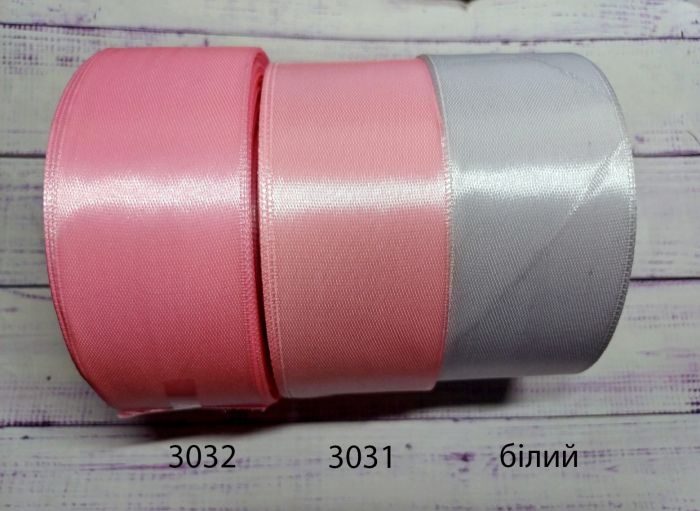 Стрічка атласна 4 см. Білий. Моток 32,7 м