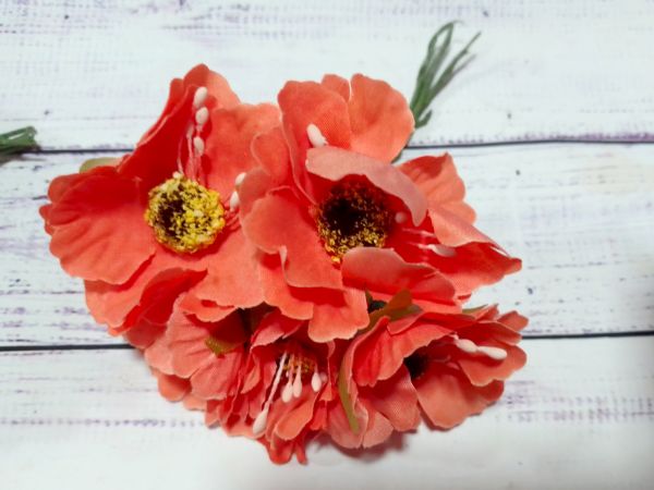 Дикий мак. Оранжевий. 4,5 см. 6 шт
