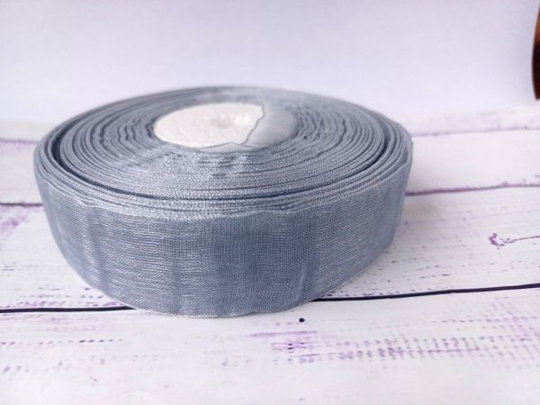 Стрічка органза 25 мм Сірий 45,5 м