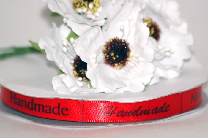 Стрічка атласна 10 мм "Hand Made" 1 м