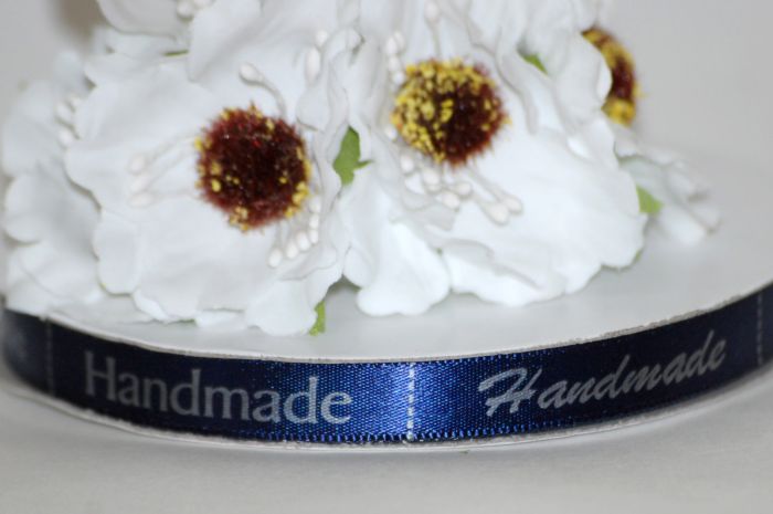 Стрічка атласна "Hand Made". Сапфір. Ширина 1 см