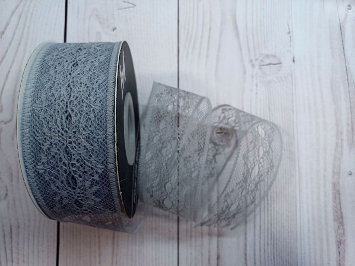 Мереживо 40 мм Органзове Сіре 1 м